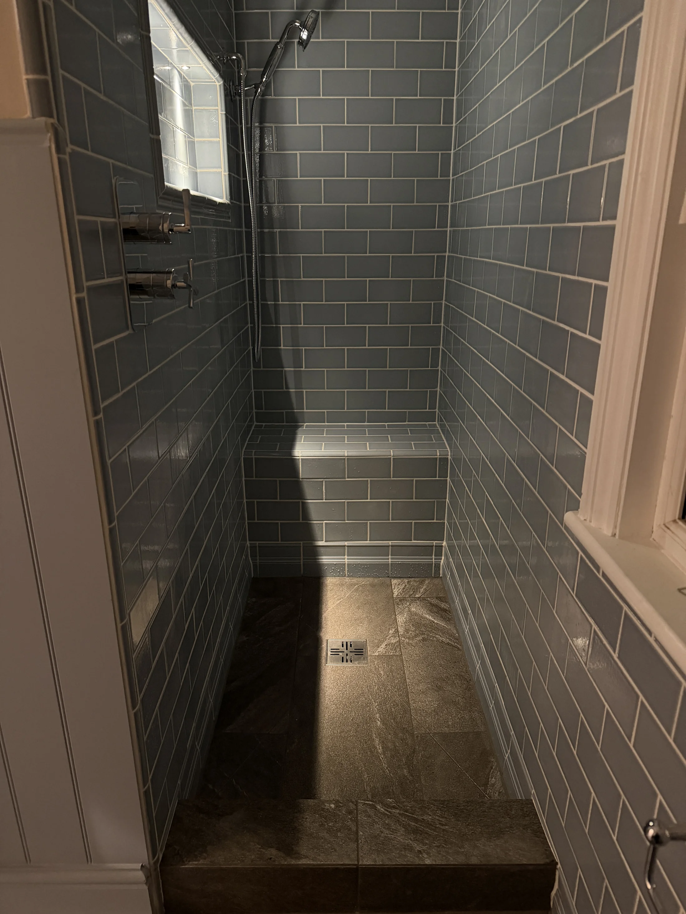 Walk-in shower with stone floor, St Albans